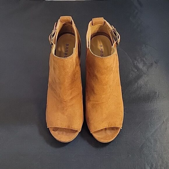 BAMBOO OPEN TOE ADJUSTABLE BUCKLE ANKLE BOOTIES - Picture 4 of 15